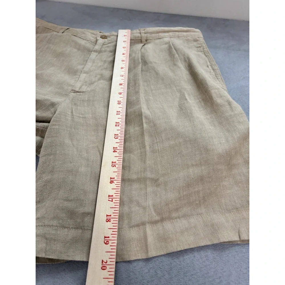 ETRO Milano Mens Pleayed Linen Shorts Size 38 US  7 In. Inseam Tan Resort Luxe
